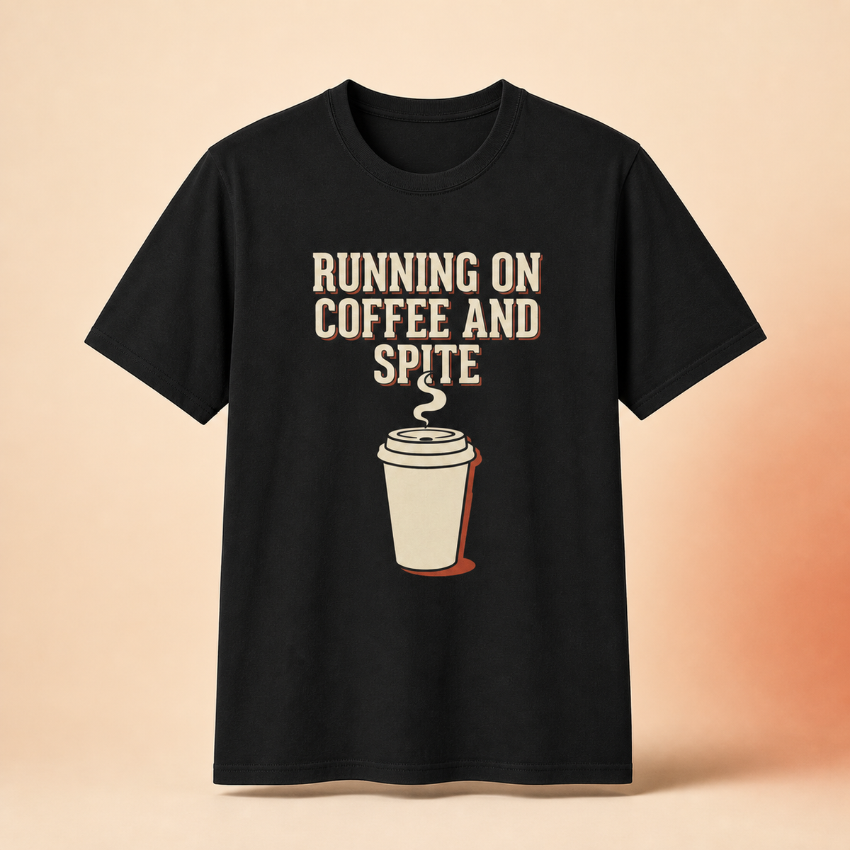 Running On Coffee And Spite T-Shirt full front premium product mockup